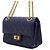 2.55 Chanel Mini Borsa a Spalla Caviar Navy con Catena Dorata Blu - vista 2