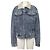 Céline Chaqueta trucker de denim con flecos de shearling