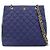 Chanel Borsa a tracolla trapuntata in tessuto blu navy con catena CC