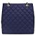 Chanel Borsa a tracolla trapuntata in tessuto blu navy con catena CC - vista 3