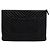 Chanel Bolso de mano grande Chevron CC en piel de cordero negra y dorada Negro - vista 5