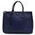 Prada Borsa Tote Navy Leather Saffiano Lux Double Zipper