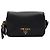 Prada Borsa a tracolla in pelle nera con patta e logo dorato Nero