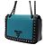 Prada Borsa a tracolla e crossbody Grace in pelle di vitello con borchie e patta nera con catena logo Blu - vista 2