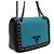 Prada Borsa a tracolla e crossbody Grace in pelle di vitello con borchie e patta nera con catena logo Blu - vista 3
