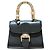 Borsa Delvaux Tempete Mini in pelle nera con bordi azzurro chiaro Nero Blu chiaro