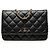 Wallet On Chain Portafoglio Chanel Black CC in agnello trapuntato con catena Nero