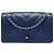 Chanel Blue Medium Chevron Metallic Sheepskin Vintage Mademoiselle Flap