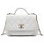 Chanel White Small Quilted Caviar Business Affinity Top Handle Flap Blanco