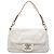 Chanel White Glazed Calfskin On The Road Flap Bianco Crudo