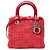 Lady Dior in tweed rosso misura Medium con frange e strass