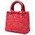Lady Dior in tweed rosso misura Medium con frange e strass - vista 2