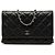 Cartera Chanel Black CC Quilted Lambskin Wallet On Chain Negro