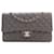 Chanel Gray Medium Classic Lambskin Double Flap Castaño Gris antracita