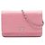 Wallet On Chain Portafoglio con catena Chanel in agnello goffrato CC rosa con camelia