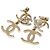 Orecchini Chanel Gold Gold Plated Strass and Faux Pearl Double CC Drop Push Back D'oro - vista 2