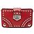 Clutch Elektra con chiusura a turnover in pelle di vitello borchiata rossa Prada Rosso
