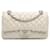 Chanel White Medium Classic Lambskin Double Flap Bianco Bianco sporco