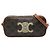 Céline Bolsa Camera Celine Mini Triomphe em Couro e Canvas Revestido Marrom Castanho escuro