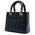 Lady Dior Cannage in vernice blu Medium Blu navy - vista 2