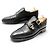SCARPE JOHN LOBB WILLIAM BI BOUCLE 7 41 IN PELLE GRAIN NERA MONK SHOES Nero