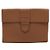 Delvaux Bolso Clutch Pouch Unisex de Piel de Vitello Marrón Camel