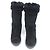 Chanel Stivali da donna in scamosciato nero e shearling con logo CC