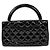 Chanel Tote Bag mit Tragegriff aus schwarzem Lackleder - Ansicht 3