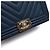 Chanel Borsa a Spalla Boy Chevron Blu Caviar Medium Flap con Catena Oro - vista 9