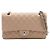 Chanel Borsa a tracolla classica in agnello beige con catena argentata media Marrone