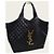 Saint Laurent Maxi Shopper Eye Care in Pelle di Agnello Nera e Oro Nero - vista 3