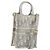 Christian Dior Trotter Canvas Book Tote Mini 2way Gray Gold Auth 193902 Marrone D'oro