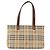 BURBERRY Nova Check blauer Tote Bag PVC Beige Gold Auth 194843V Golden - Ansicht 2