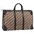Borsa Boston Christian Dior Trotter Canvas Beige con finiture in tono oro Auth gh2311