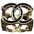 Chanel CC Logo Ring Gold und Schwarze Harz Größe 53 Golden