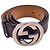 Gucci Brauner ssima Ledergürtel mit silberner Interlocking-Schnalle Größe 95/38