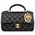 Chanel Black Mini Rectangular Classic Lambskin Lion Charm Top Handle Flap Nero