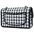 Chanel White CC Woven Lambskin and Viscose Houndstooth Single Flap - vista 2