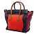 Céline Celine Tote Luggage in tela multicolore e pelle arancione mini - vista 2