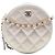 Chanel White CC gesteppte irisierende Lammfell Rund-Clutch mit Kette Weiß Roh