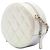 Chanel White CC gesteppte irisierende Lammfell Rund-Clutch mit Kette Weiß Roh - Ansicht 2