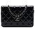 Chanel Black Paris Dallas CC gesteppte Lack-Ziegenleder Wallet on Chain Schwarz