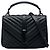 Borsa College Monogram Monochrome Chevron in pelle di pecora nera Medium Saint Laurent Nero