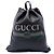 Gucci Black Grained Calfskin Web Logo Drawstring Backpack