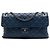 Chanel Blue Large Quilted Shiny Sheepskin Burgundy Rocks Flap Blu scuro