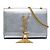 Saint Laurent Borsa a Tracolla Kate in Pelle di Vitello Metallizzata Argento Piccola con Nappina