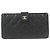 Cartera larga de piel de becerro granulada negra Chanel Negro