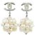 Boucles d'oreilles puces en perles Chanel AB H500 Argenté Blanc