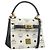 Borsa MCM Vicetos Logogram PVC Pelle 2way White Gold Auth 193908 Bianco D'oro