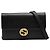 Portafoglio con catena Gucci in pelle nera con logo G interlocking Nero